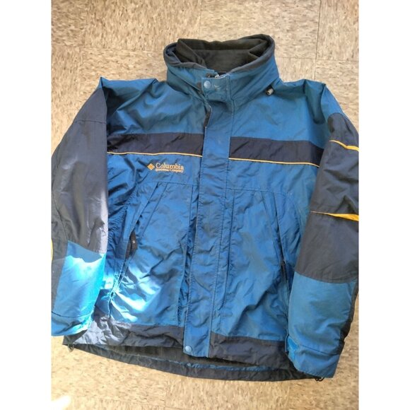 Columbia Coat Men's Large 1990s 2 in 1 Jacket Double Zip radial‎ sleeve fleece - Picture 1 of 10